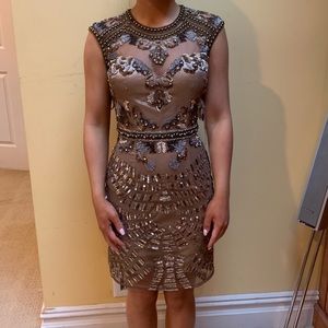 NWT Beaded Bronze/Gold Detail Dress